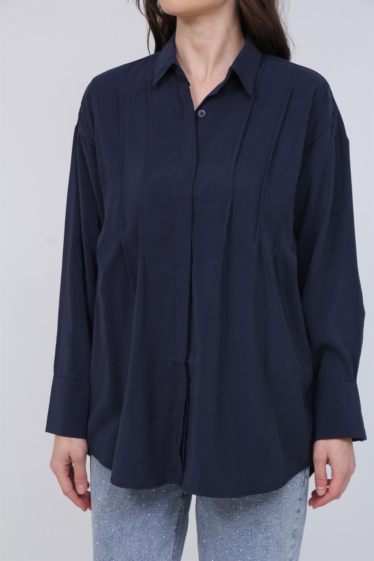 Nervürlü Modal Gömlek 