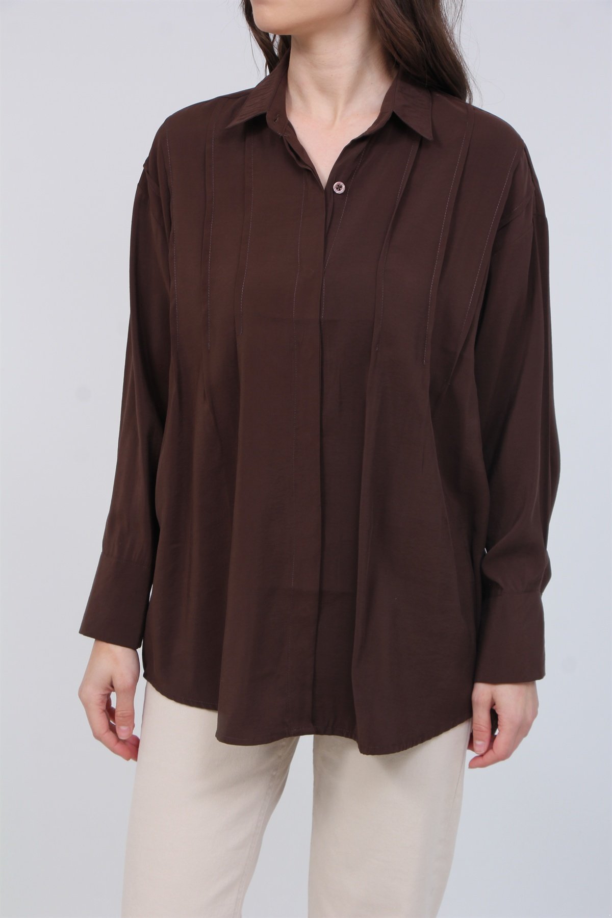 Nervürlü Modal Gömlek 