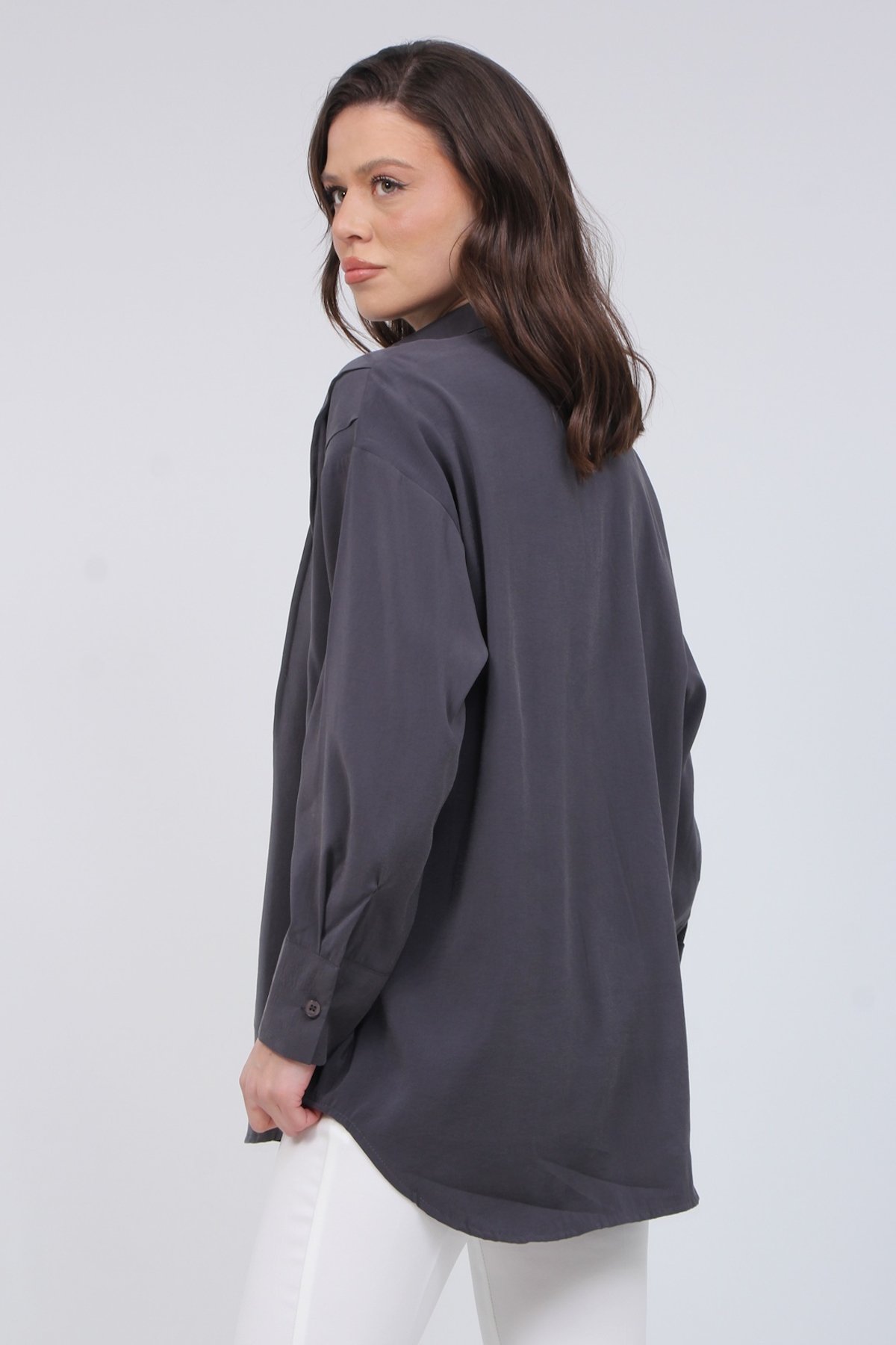 Nervürlü Modal Gömlek 