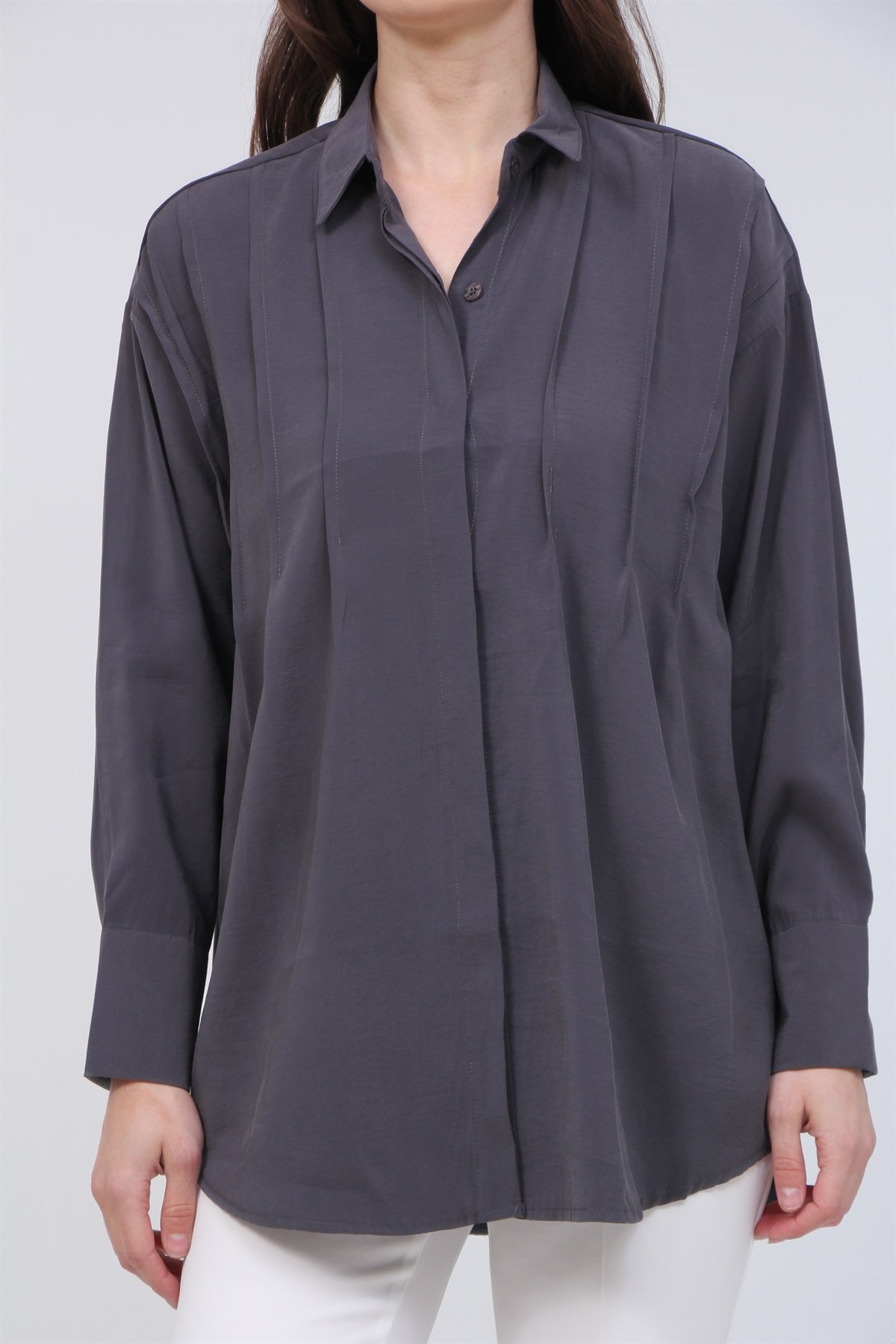 Nervürlü Modal Gömlek 