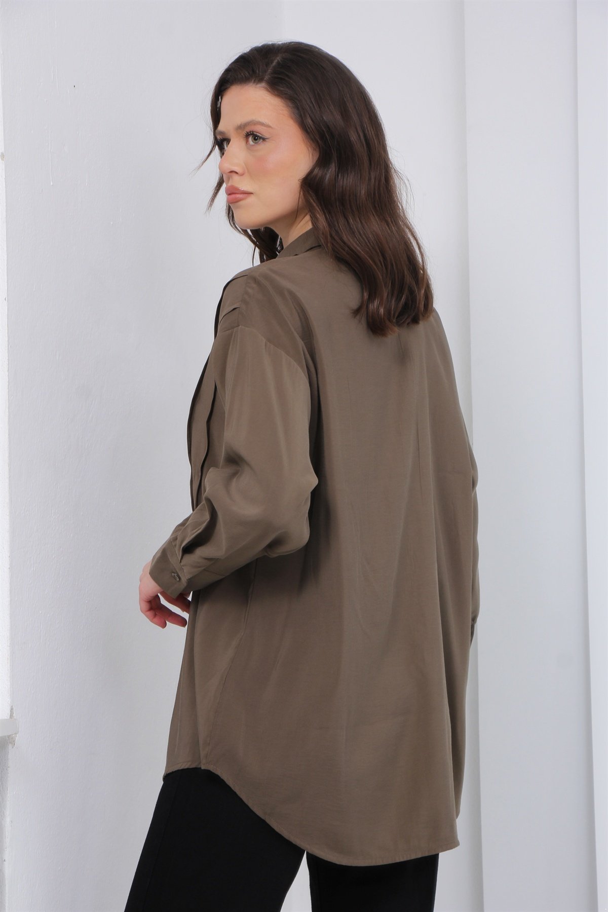 Nervürlü Modal Gömlek 