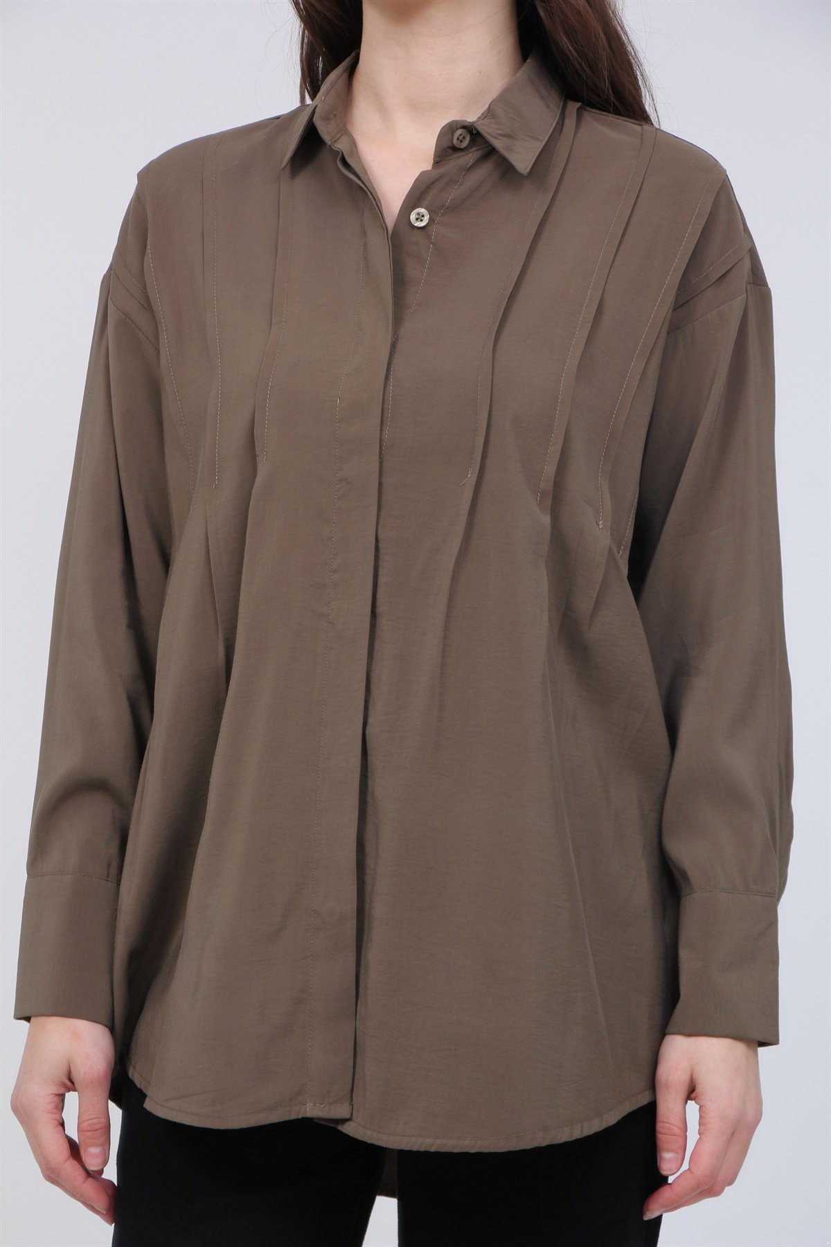 Nervürlü Modal Gömlek 