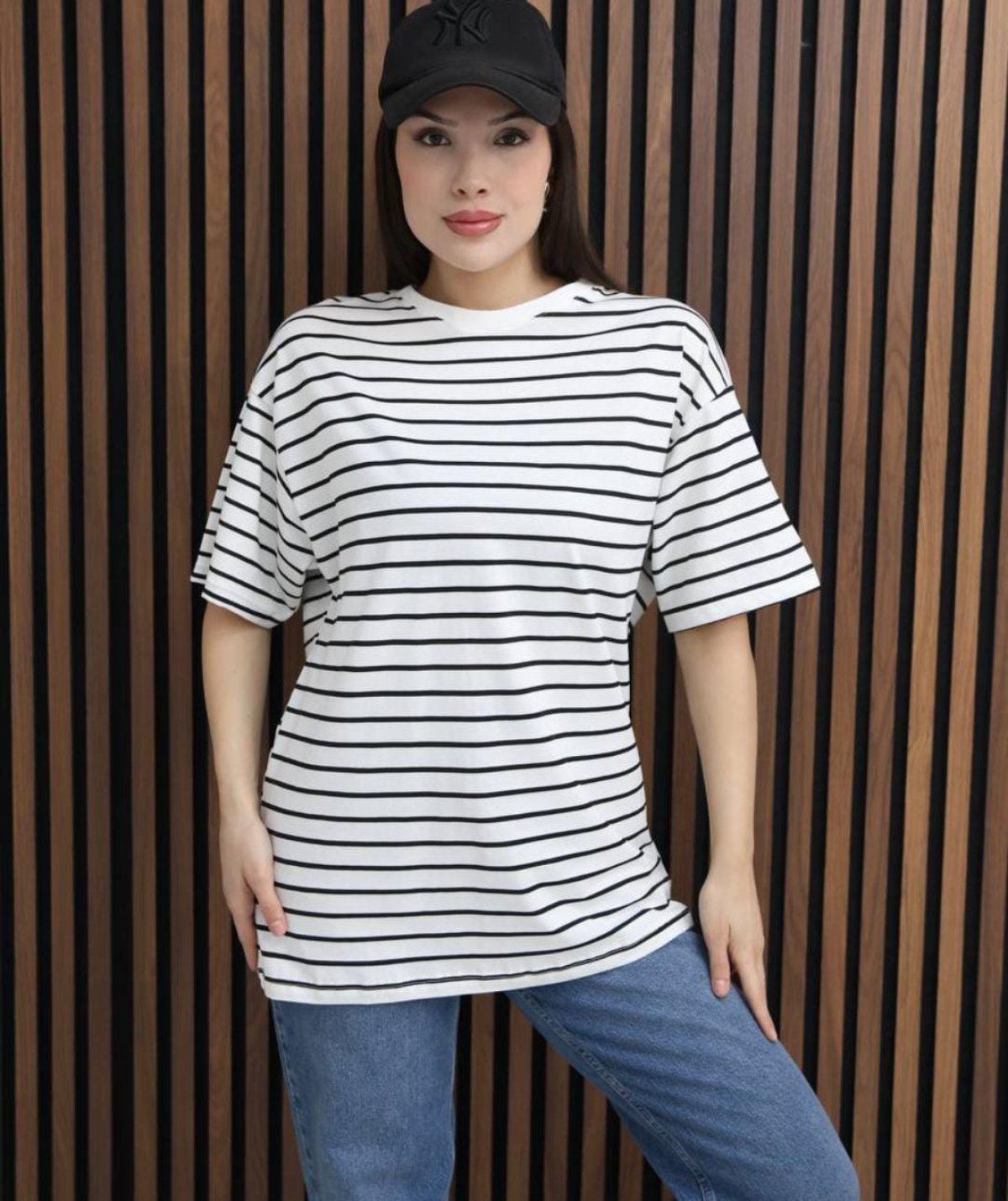 Çizgili Owersize Tişört 