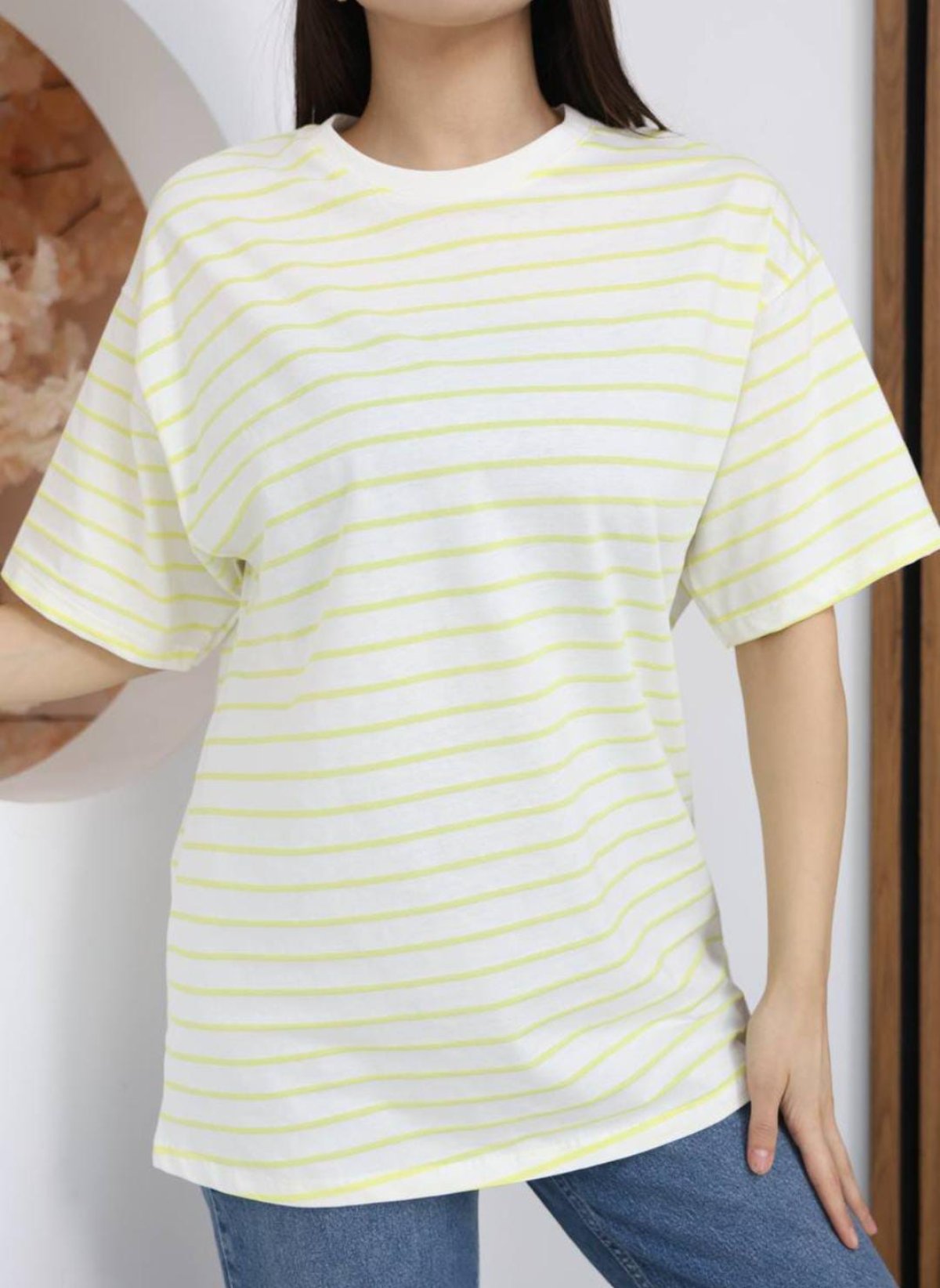 Çizgili Owersize Tişört 
