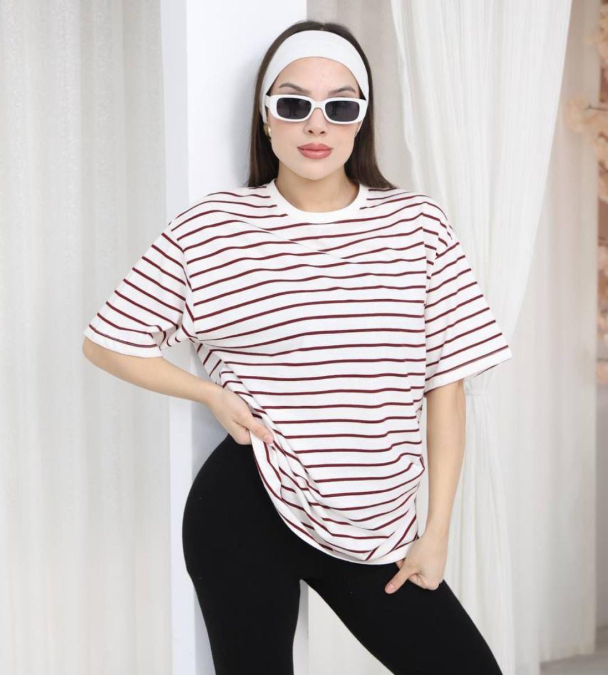 Çizgili Owersize Tişört 