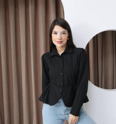 ETEK UÇU FIR FIRLI POPLİN KISA GÖMLEK