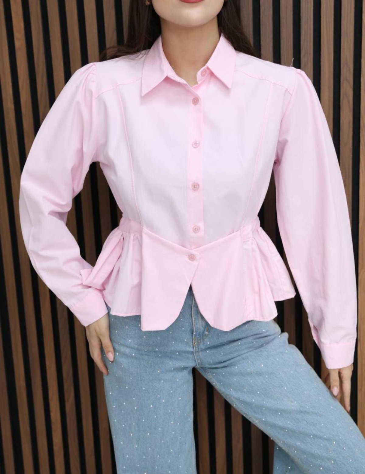 Etek Uçu Fır Fırlı Poplin Kısa Gömlek 