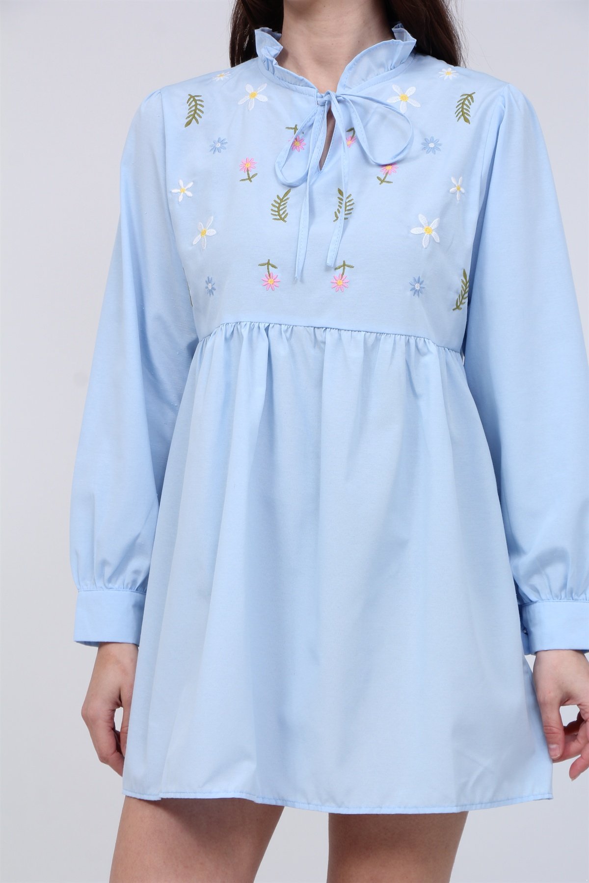 Nakışlı Poplin Tunik Gömlek 