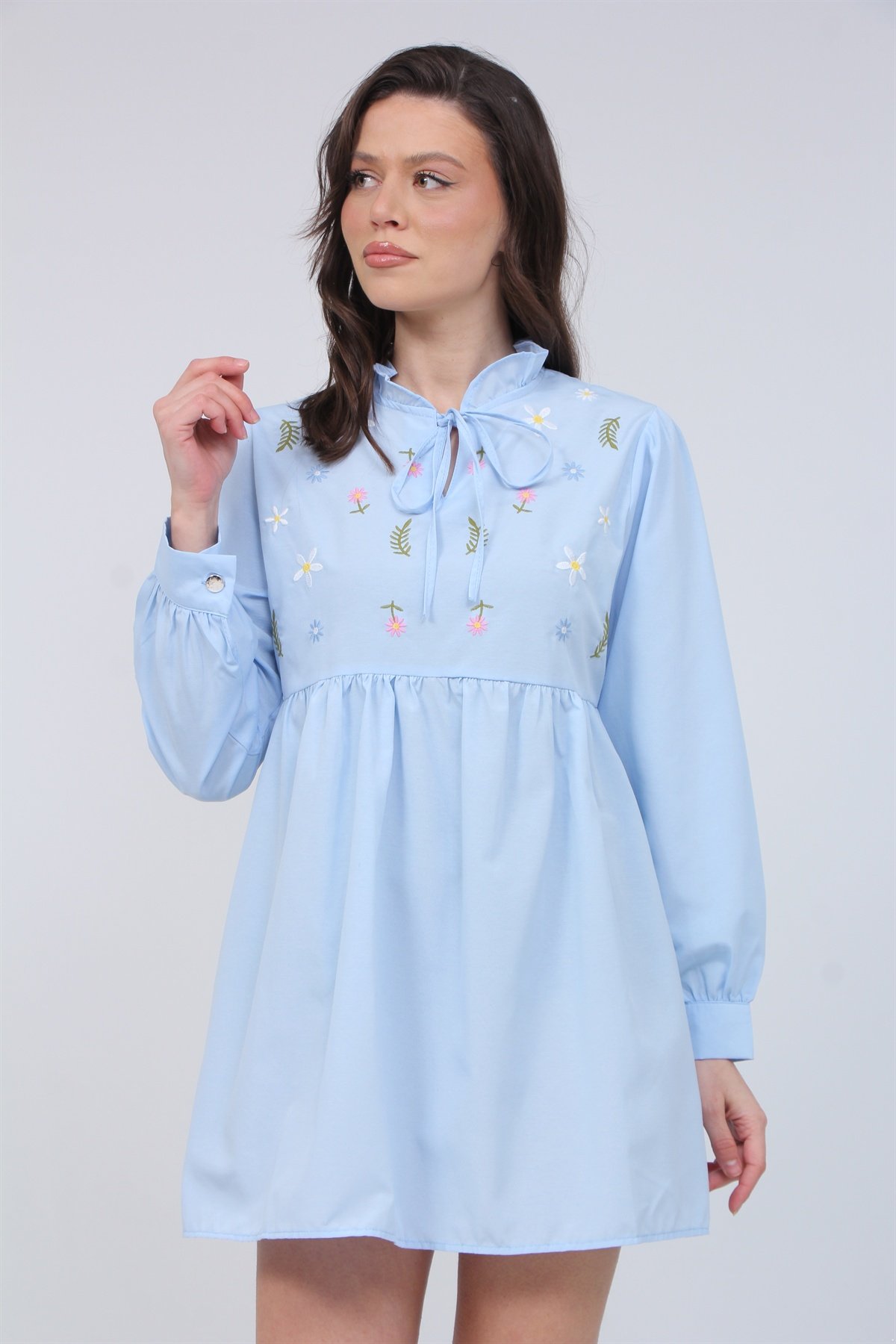 Nakışlı Poplin Tunik Gömlek 